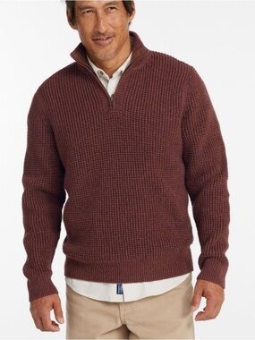 L.L. Bean Organic Cotton Waffle Quarter Zip Sweater - Unisex